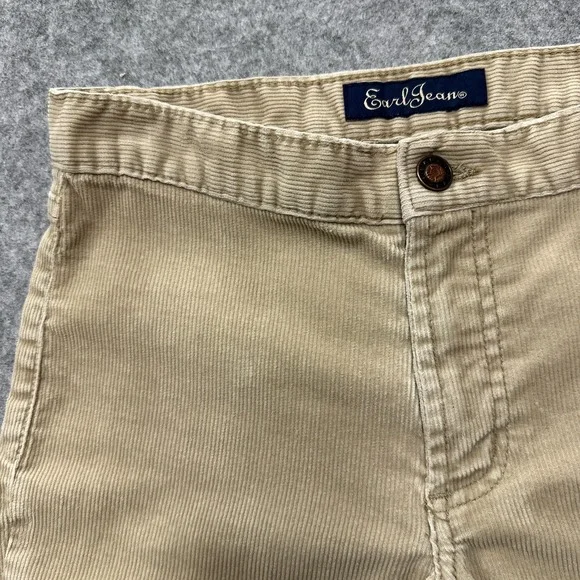 Earl Jean Corduroy Pants Womens Size 2 Beige Buff Stretch Straight Y2K 90s - Picture 2 of 9